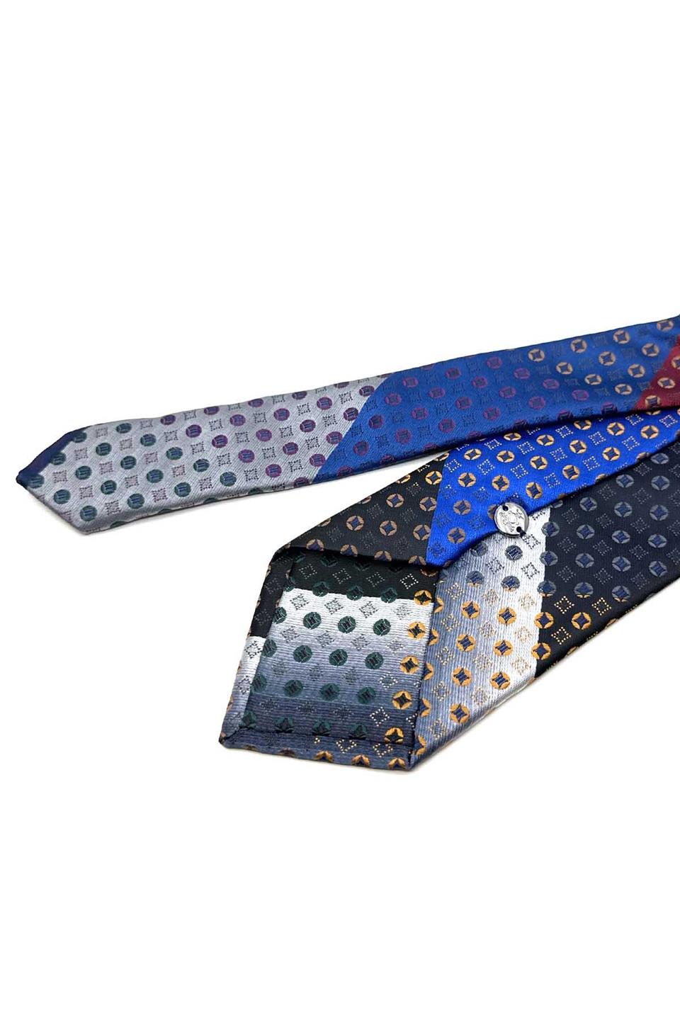 Küçük Desen Lacivert Patchwork Klasik Kravat KK12769