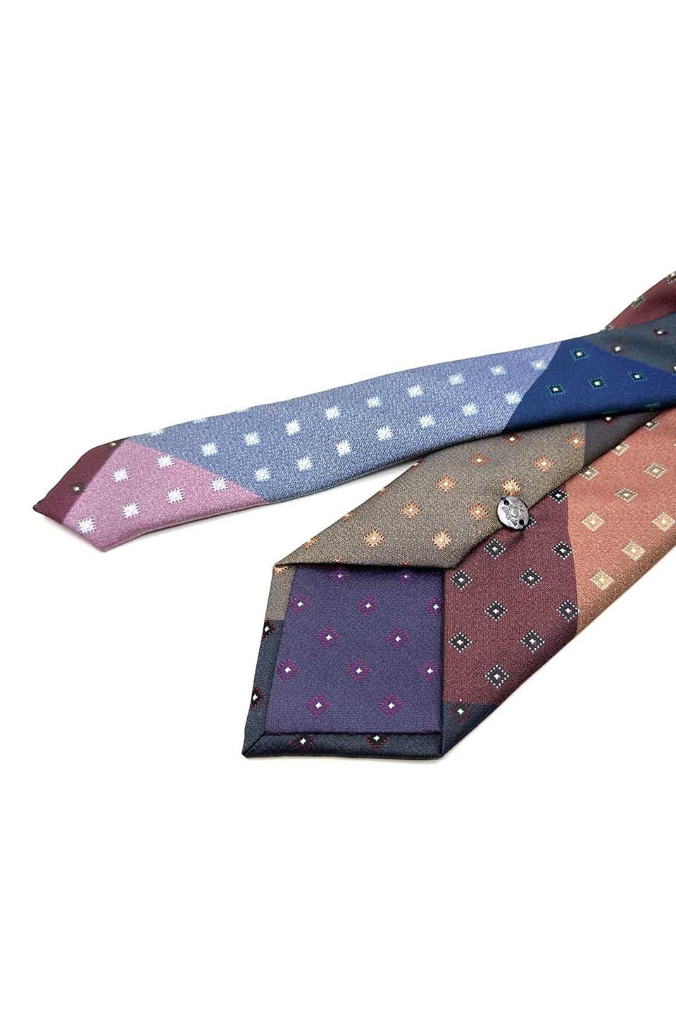 Küçük Desen Lacivert Patchwork Klasik Kravat KK12809