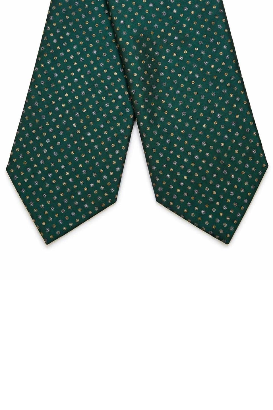 Küçük Desen Yeşil İtalyan İpek Ascot Kravat SAC54