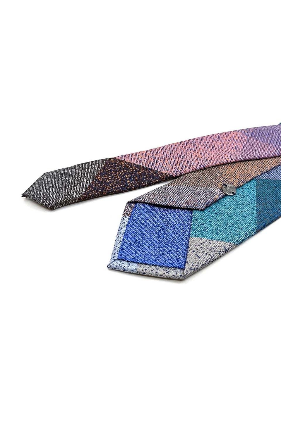 Kum Desen Çok Renkli Patchwork Klasik Kravat KK13389