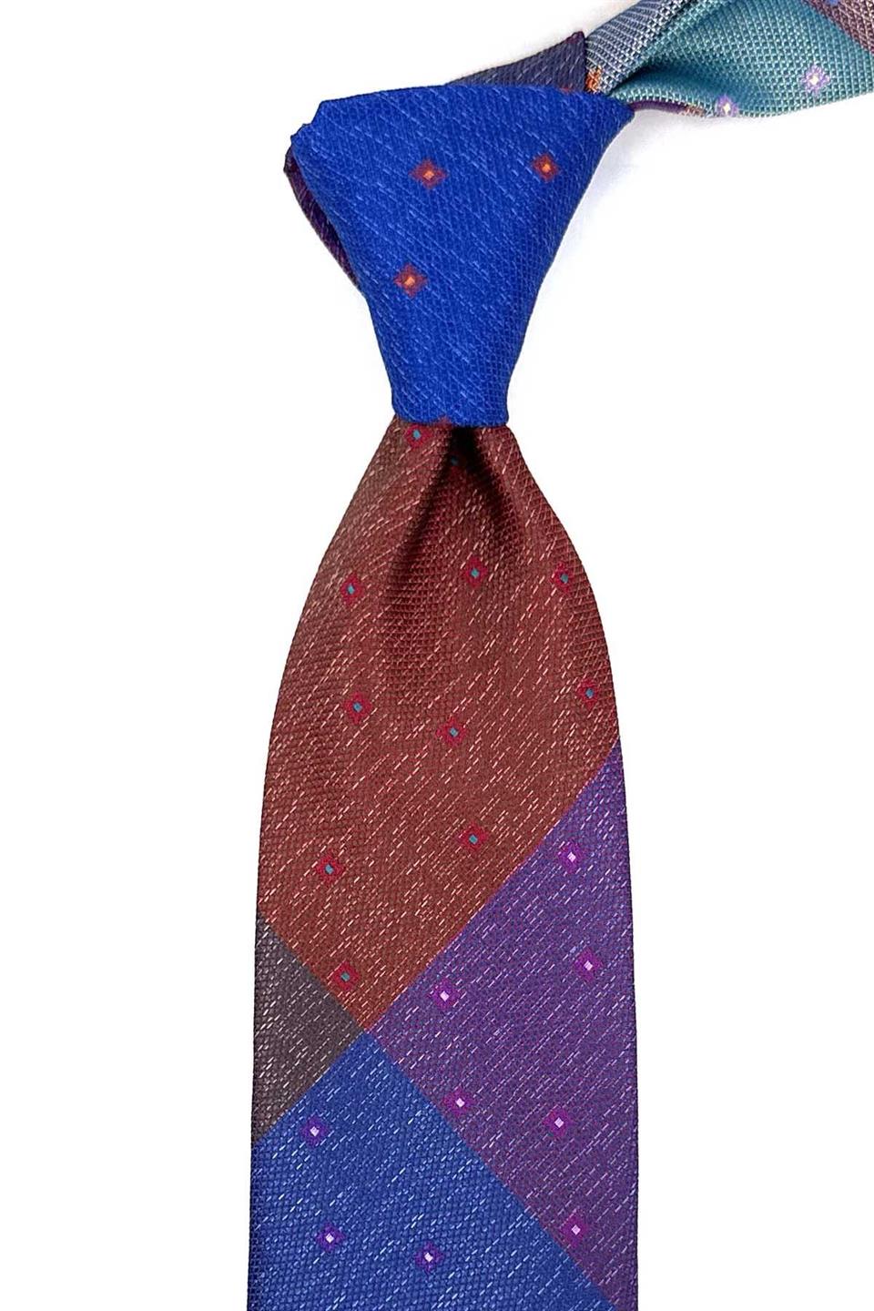 Kum Desen Çok Renkli Patchwork Klasik Kravat KK12204
