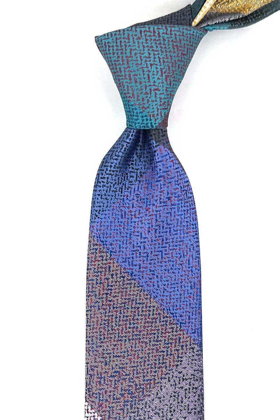 Kum Desen Çok Renkli Patchwork Kravat KK13284