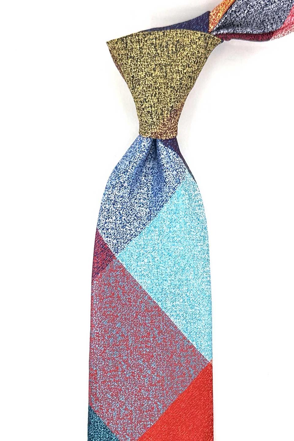 Kum Desen Çok Renkli Patchwork Kravat KK13266
