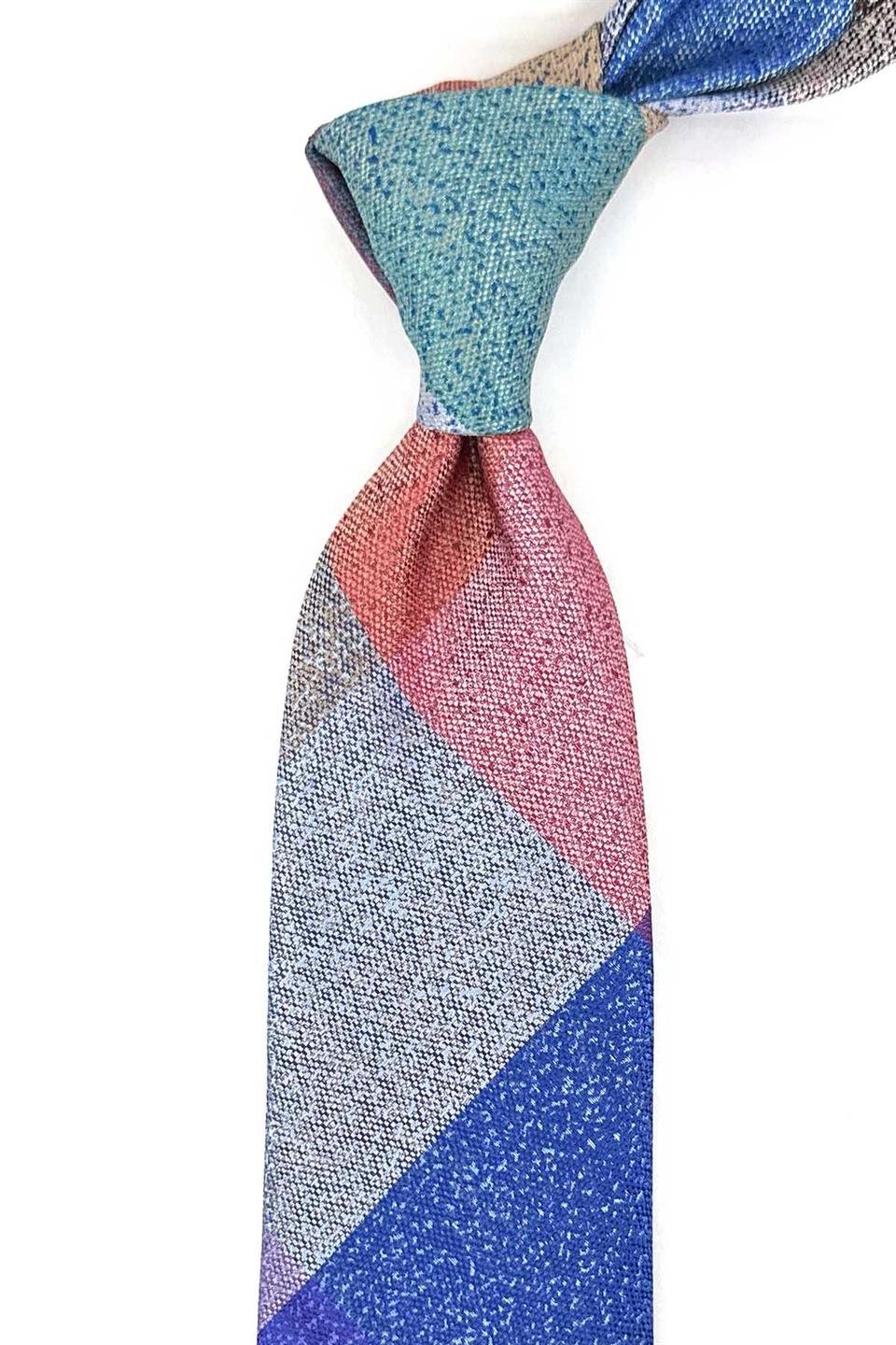 Kum Desen Çok Renkli Patchwork Kravat KK13271