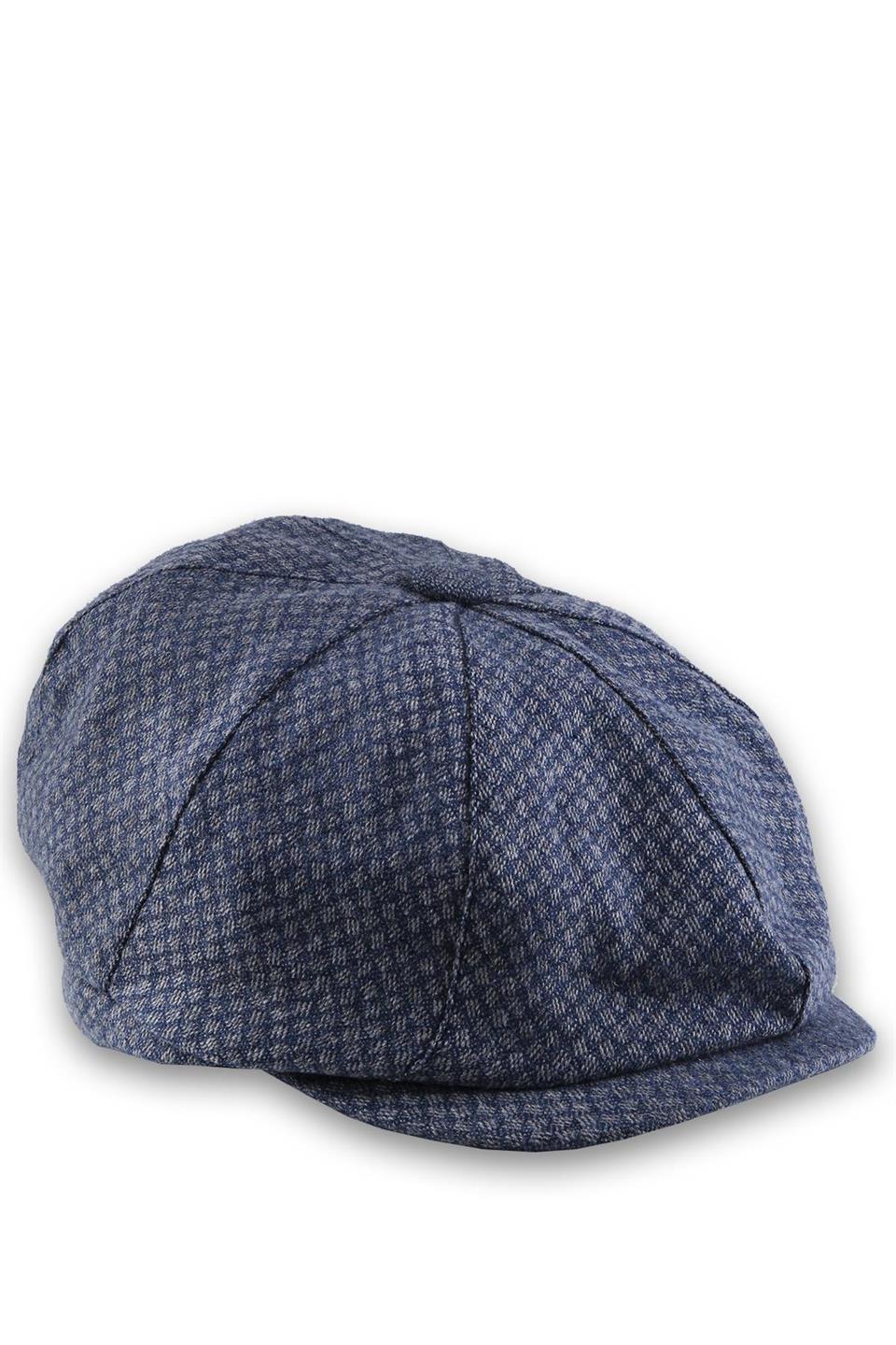 La Pescara Mavi - Bej Yün Erkek Kasket Şapka KST13
