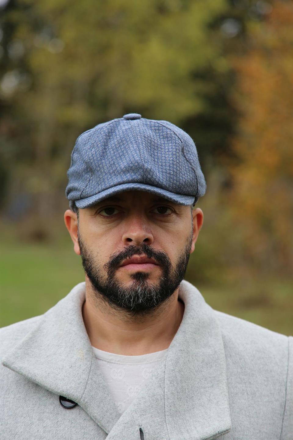 La Pescara Mavi - Bej Yün Erkek Kasket Şapka KST13