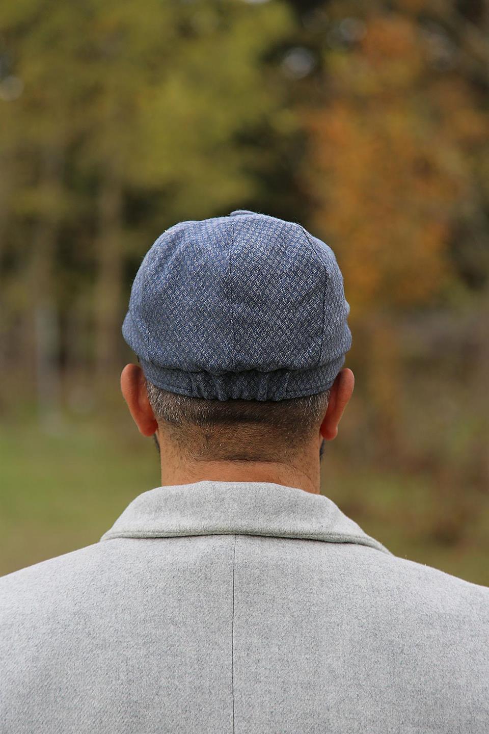 La Pescara Mavi - Bej Yün Erkek Kasket Şapka KST13