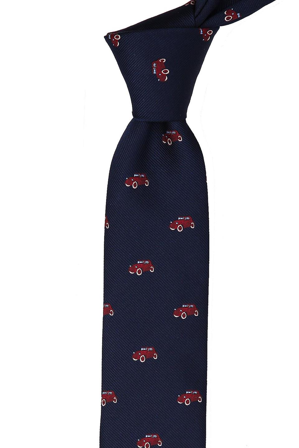 Lacivert Araba Desen Slim Kravat SK7076
