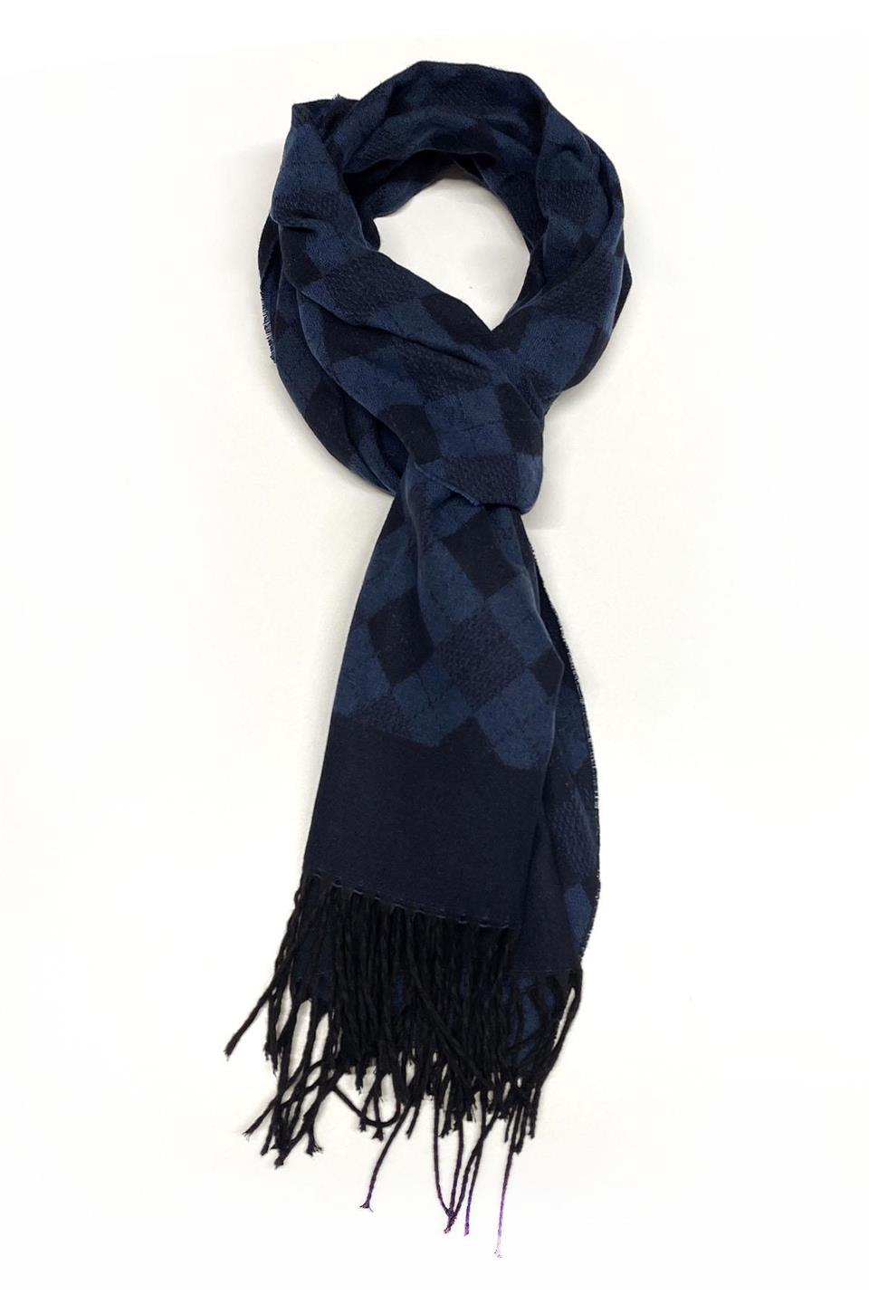 Lacivert Baklava Desen Erkek Kaşkol K377