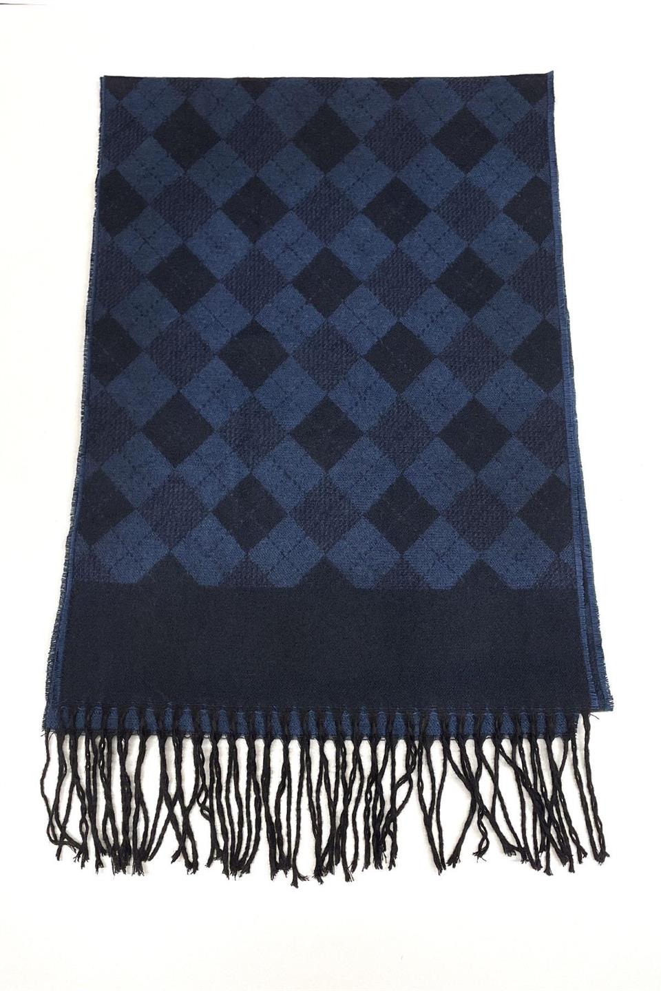 Lacivert Baklava Desen Erkek Kaşkol K377