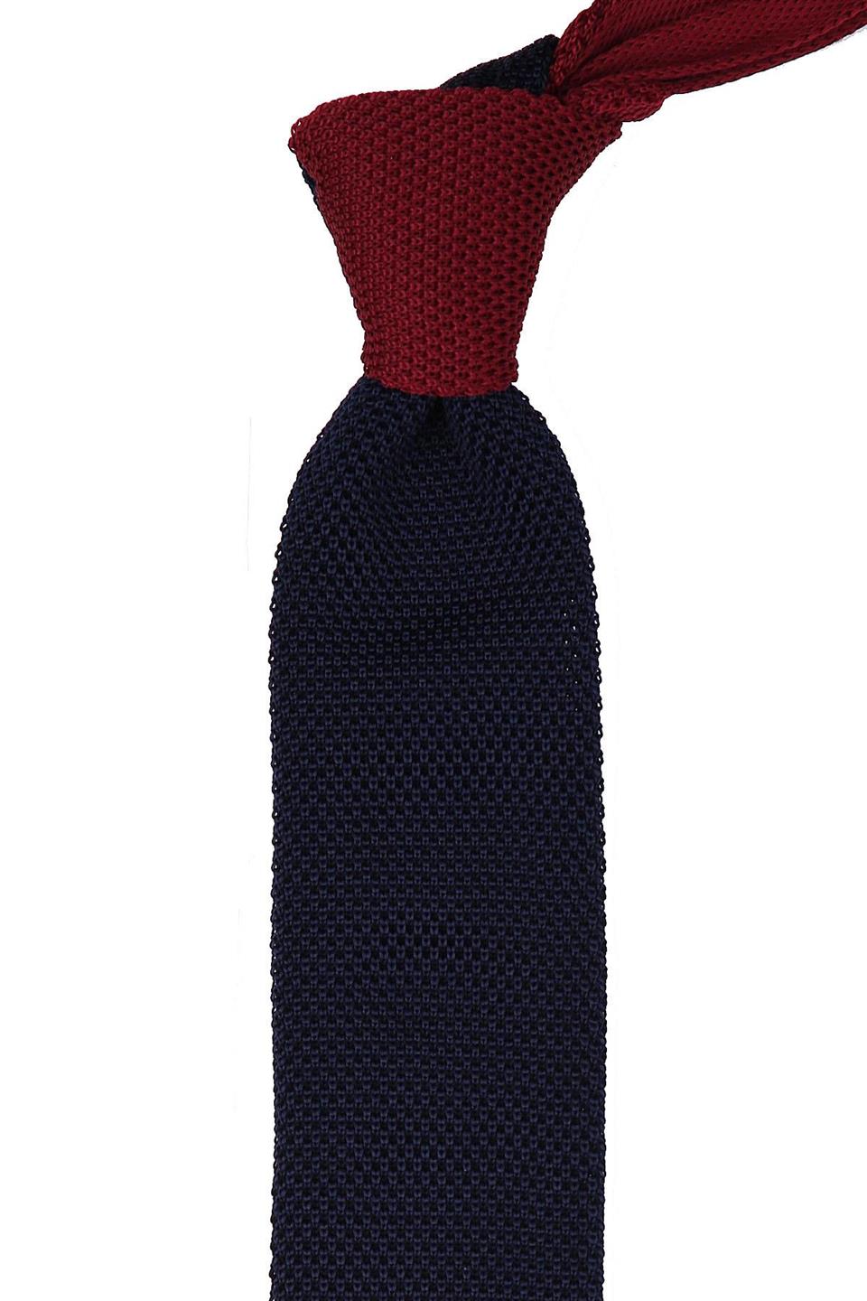 Lacivert - Bordo Düz Örgü Kravat ÖR8266