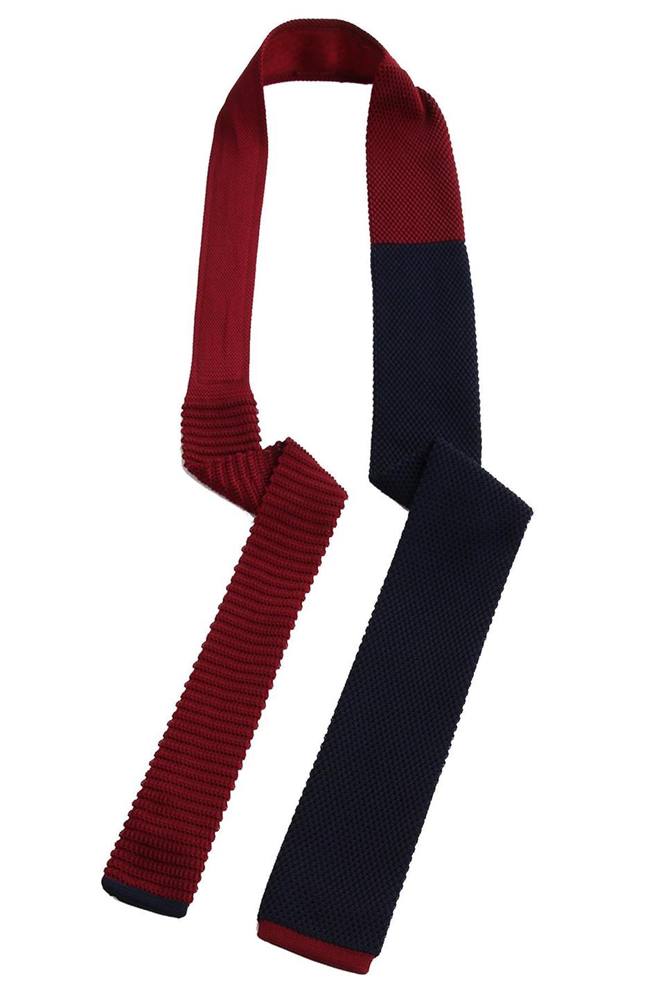 Lacivert - Bordo Düz Örgü Kravat ÖR8266