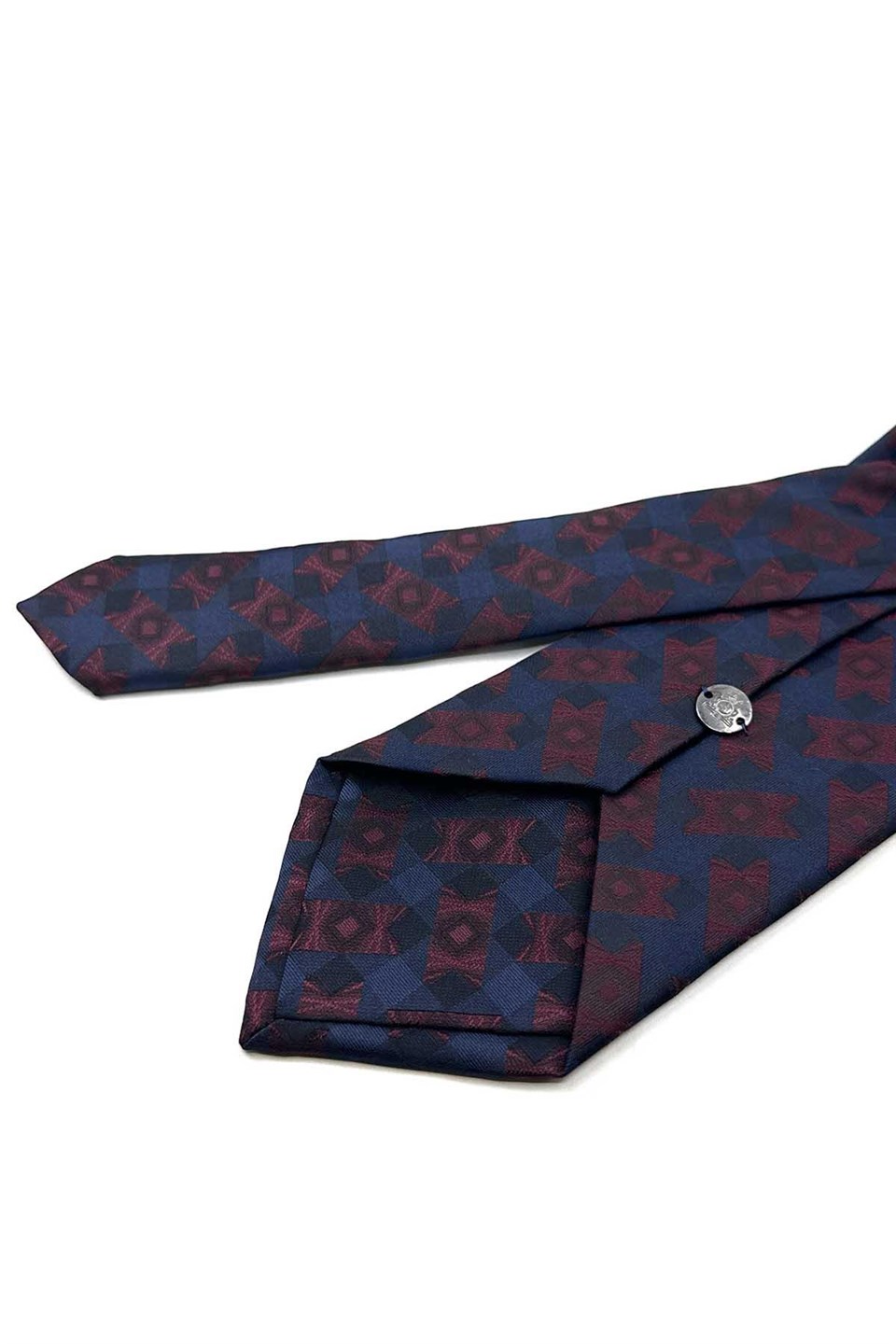 Lacivert Bordo Motif Desen Mendilli Klasik Kravat KK13934