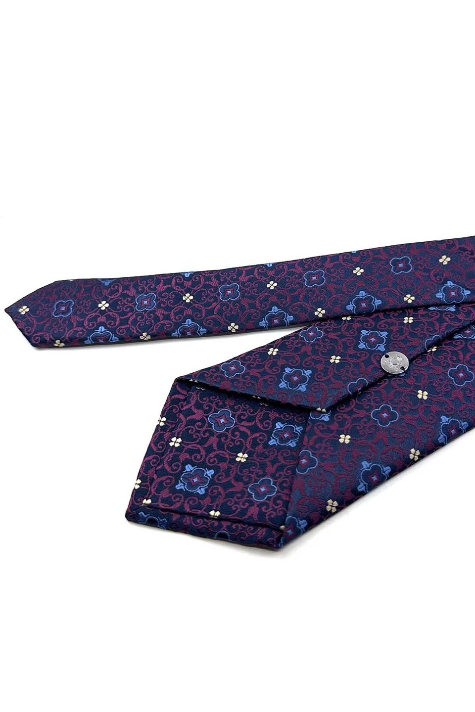 Lacivert Bordo Motif Desen Mendilli Klasik Kravat KK13923