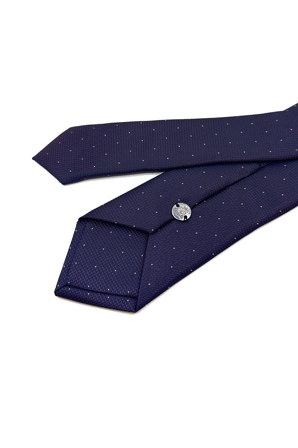 Lacivert - Bordo Nokta Desen İnce Kravat SK7924