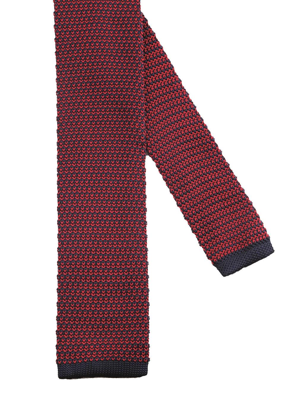 Lacivert - Bordo Noktalı Örgü Kravat 8219