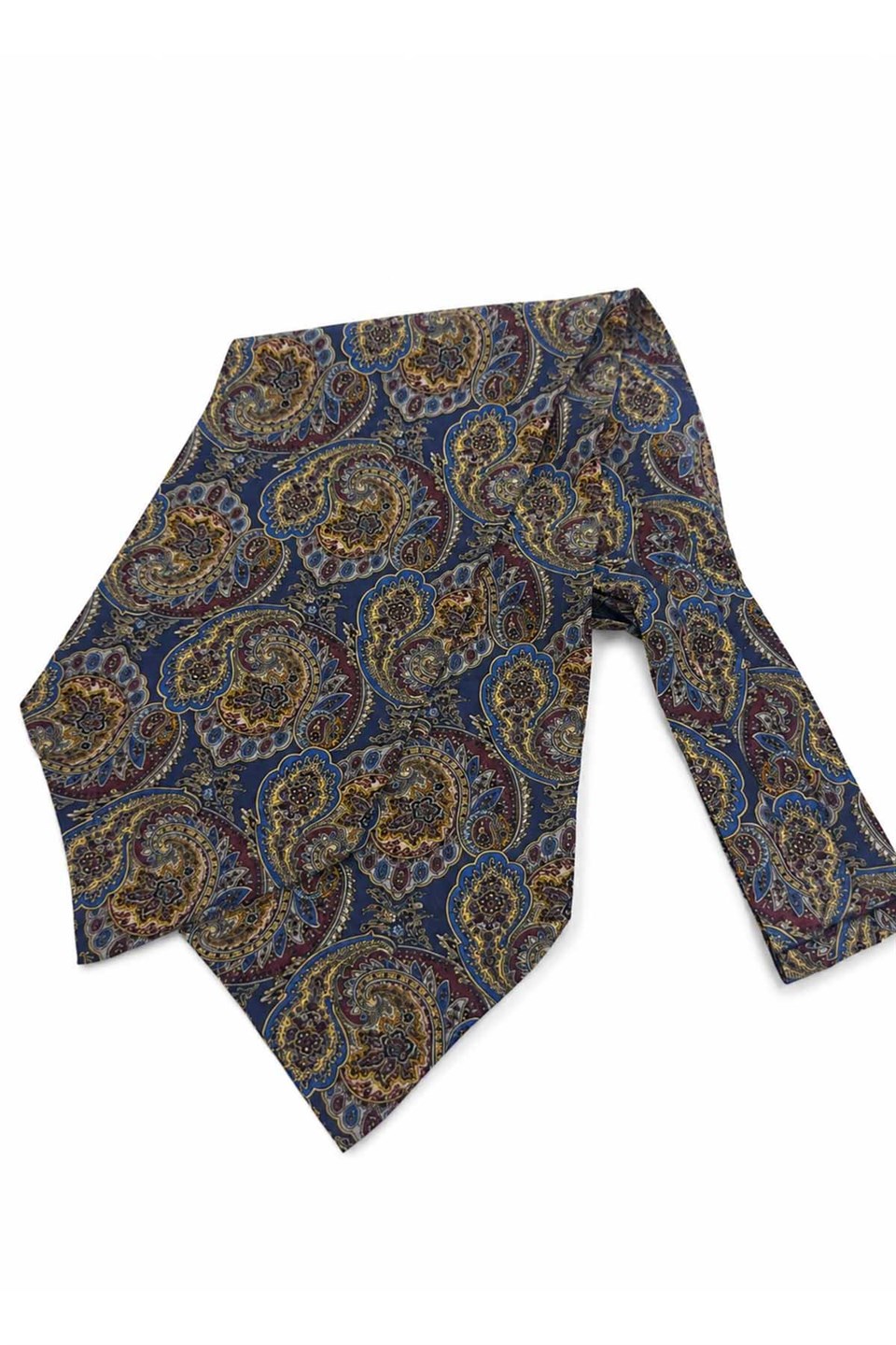 Lacivert Bordo Şal Desen İtalyan Ascot Kravat SAC114