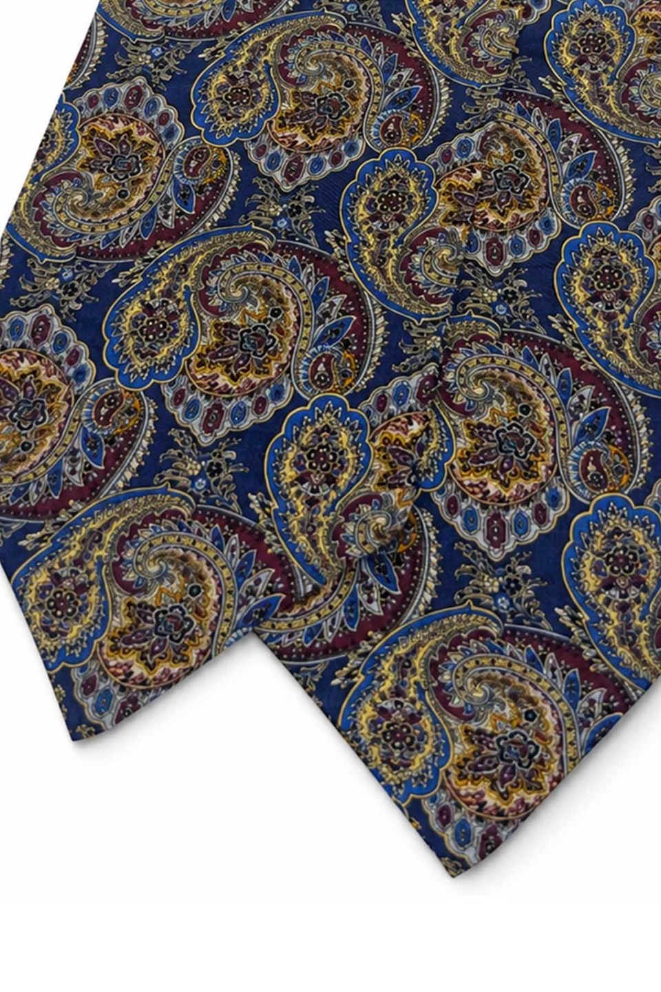 Lacivert Bordo Şal Desen İtalyan Ascot Kravat SAC114