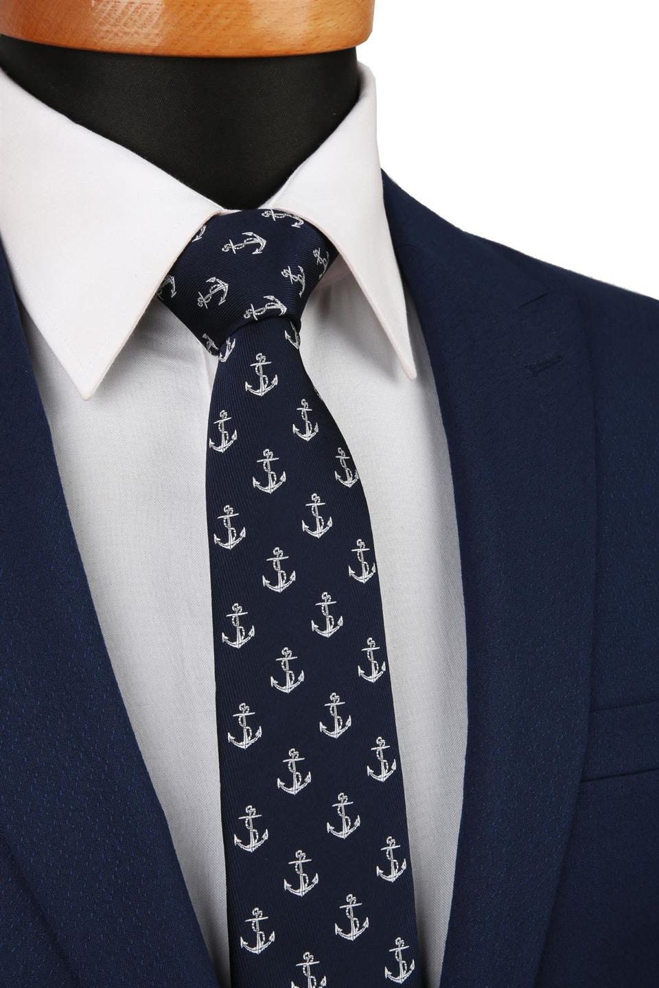 Lacivert Çapa Desen Slim Kravat SK7073
