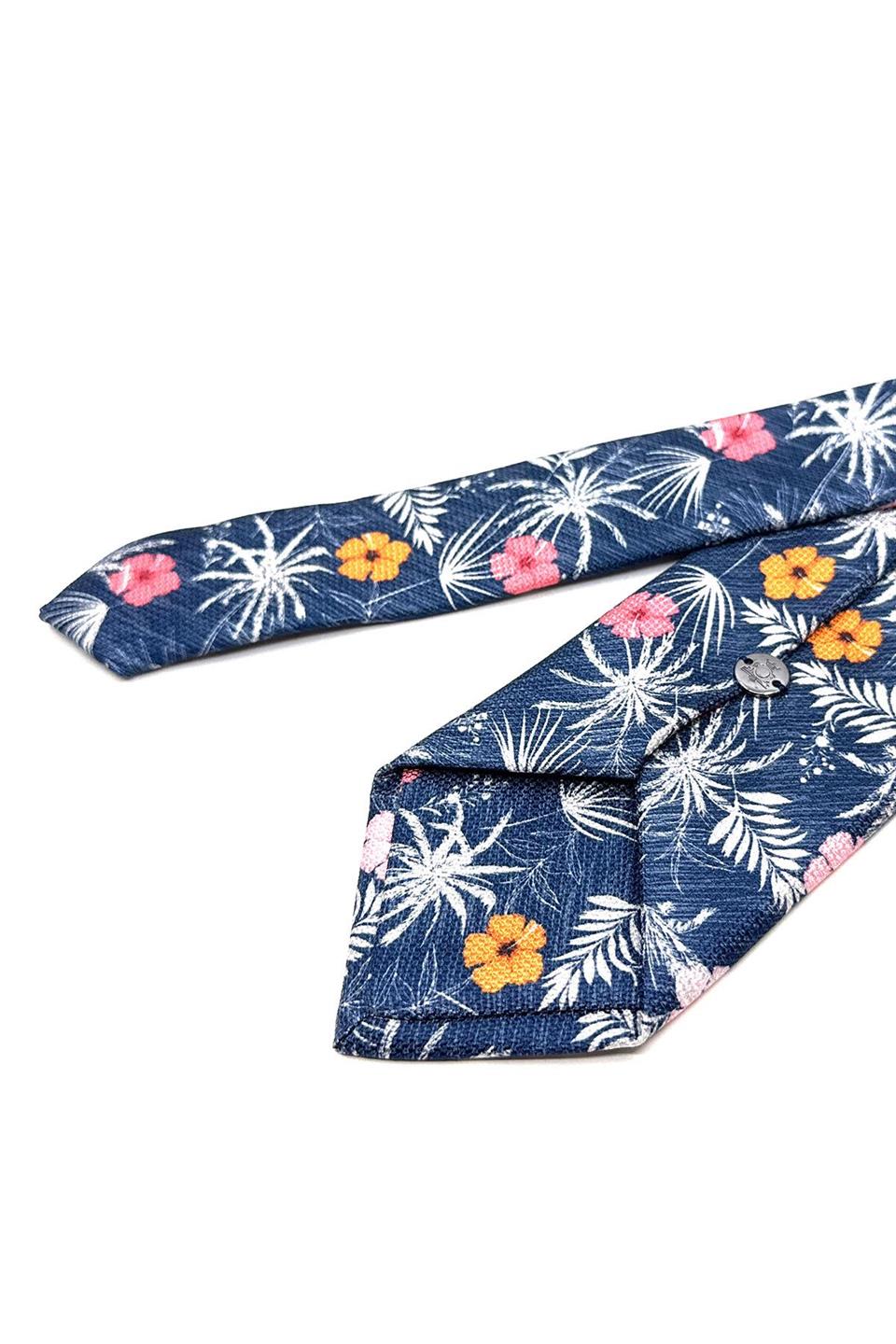 Lacivert Çiçek Desen Mendilli Klasik Kravat KK11781