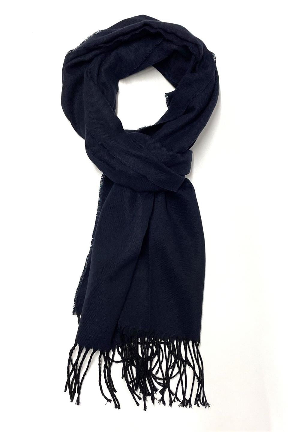 Unisex Lacivert - Siyah  Çift Taraflı Düz Erkek Kaşkol K316