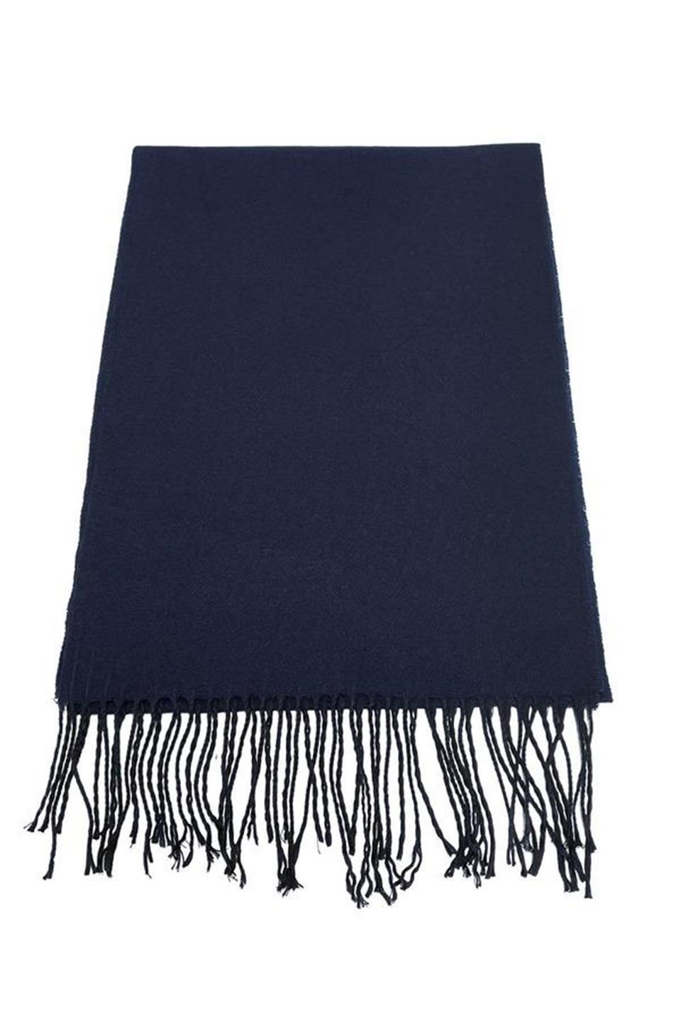 Unisex Lacivert - Siyah  Çift Taraflı Düz Erkek Kaşkol K316