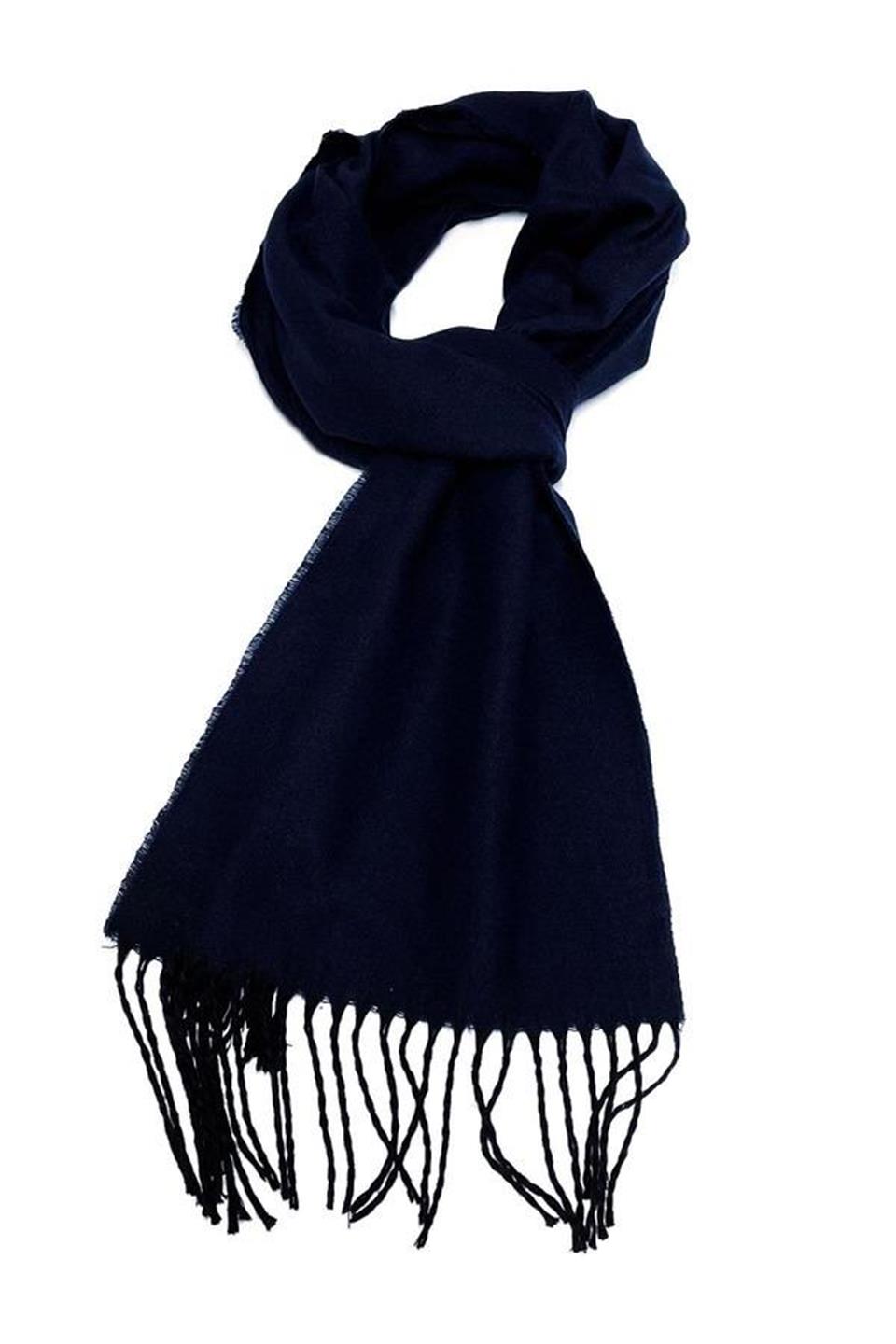 Unisex Lacivert - Siyah  Çift Taraflı Düz Erkek Kaşkol K316
