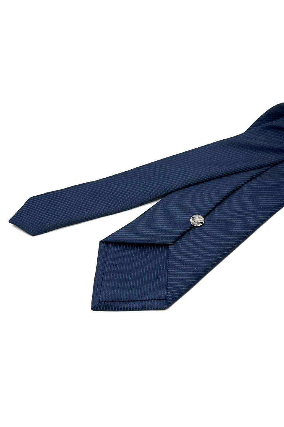 Lacivert Çizgi Desen Mendilli Klasik Kravat KK13083