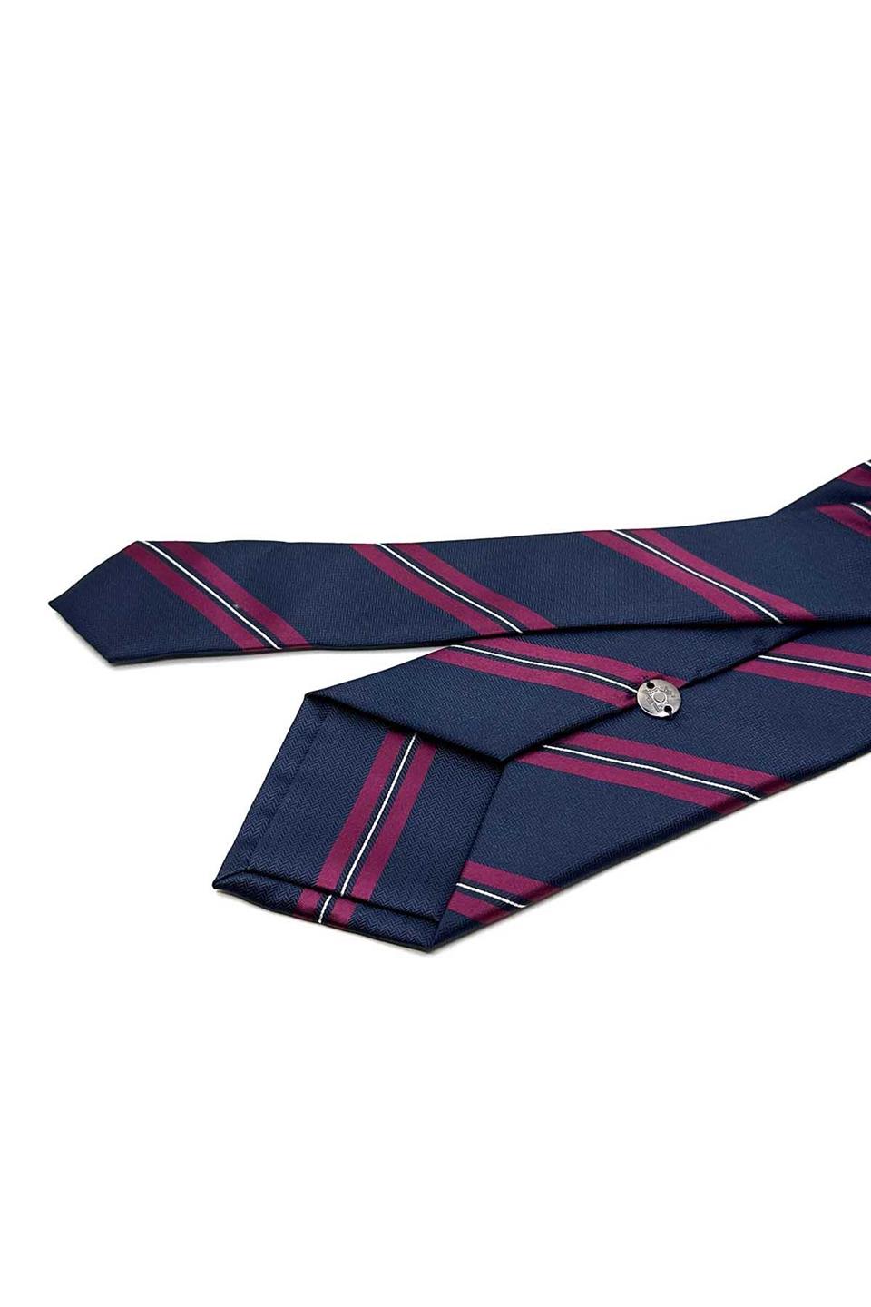 Lacivert Çizgi Desen Mendilli Klasik Kravat KK12823