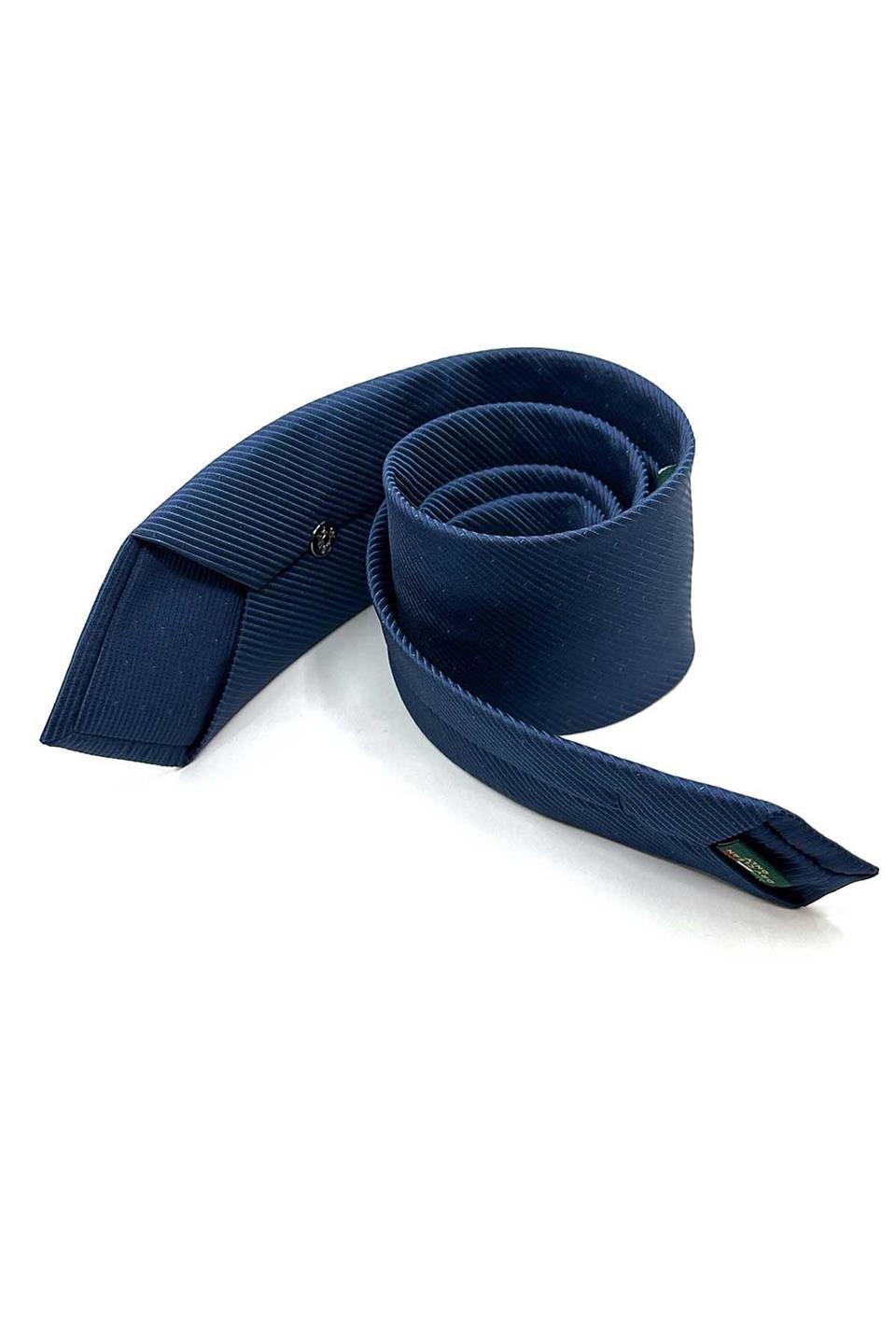 Lacivert Çizgi Desen Mendilli Klasik Kravat KK13083