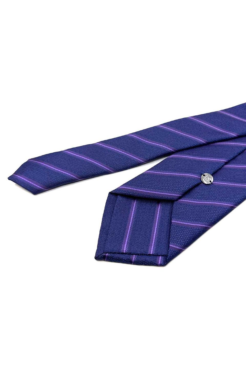 Lacivert Çizgi Desen Mendilli Klasik Kravat KK12554