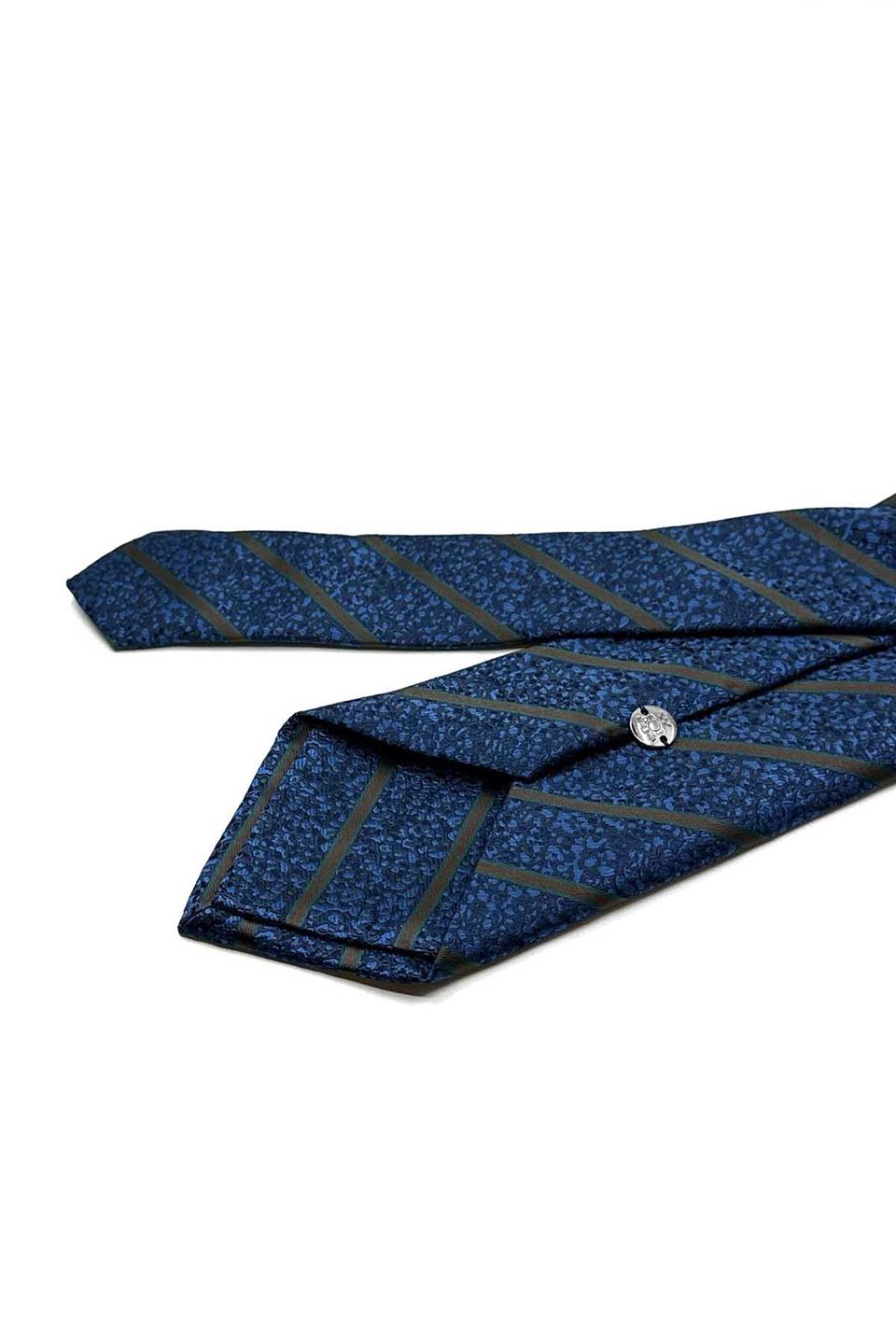 Lacivert Çizgi Desen Mendilli Klasik Kravat KK12917