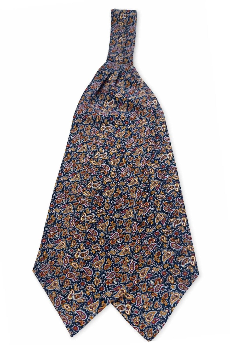 Lacivert Çok Renkli Şal Desen İtalyan İpek Ascot Kravat SAC131