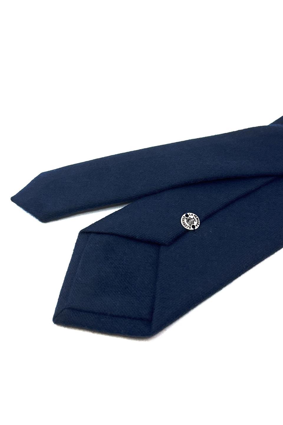 Lacivert Düz Desen Mendilli Klasik Yün Kravat KK12084