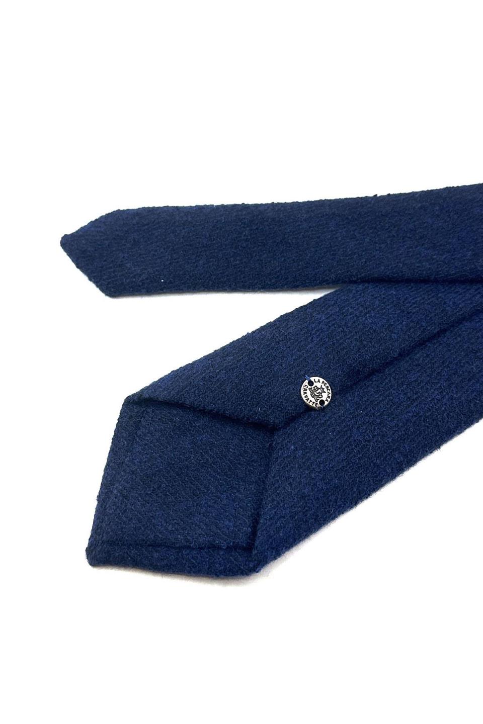 Lacivert Düz Desen Mendilli Klasik Yün Kravat KK12107