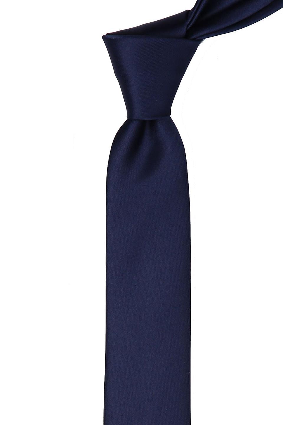 Lacivert Düz Mat Saten Çok İnce Kravat UST30