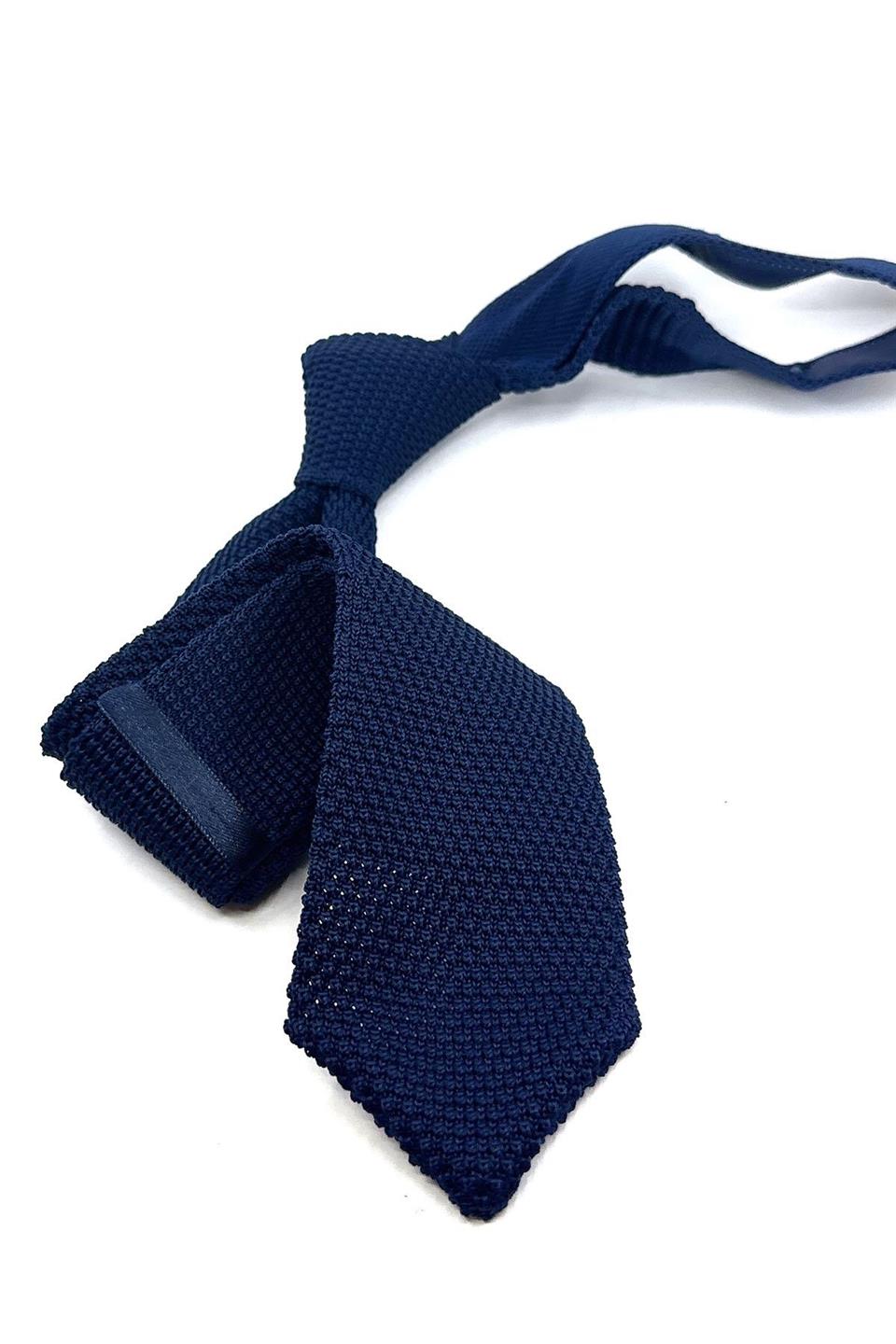 Lacivert Düz Üçgen Örgü Kravat ÖR8321