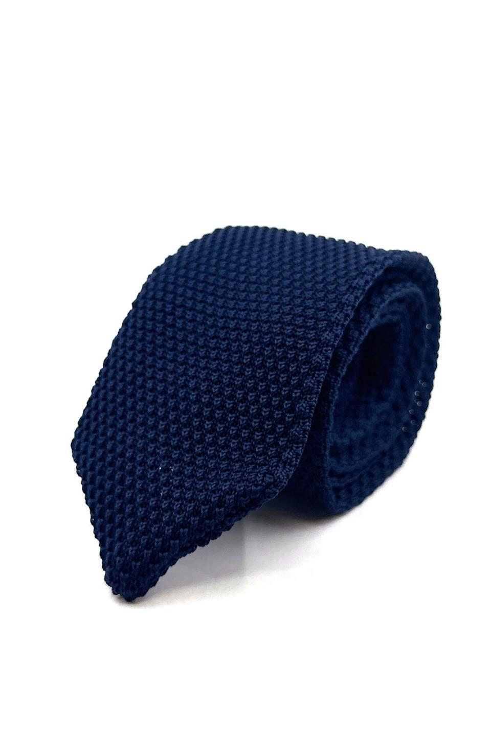 Lacivert Düz Üçgen Örgü Kravat ÖR8321