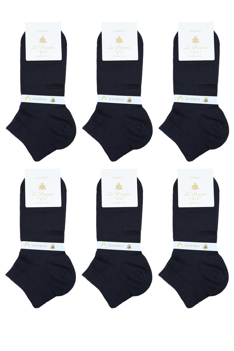 Lacivert Düz Ultra Lüks 6lı Bambu Yarım Erkek Çorap CRP343
