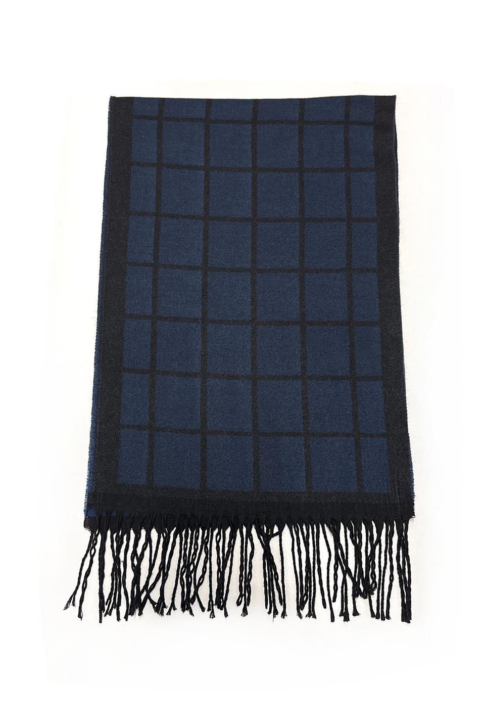 Lacivert Ekose Desen Erkek Kaşkol K406