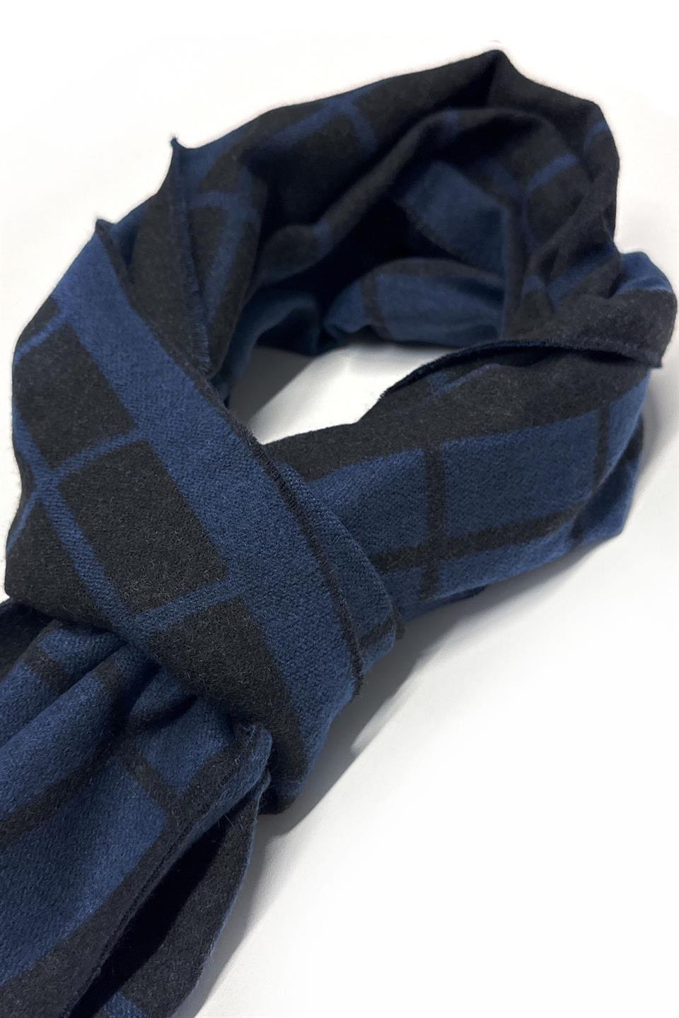 Lacivert Ekose Desen Erkek Kaşkol K406