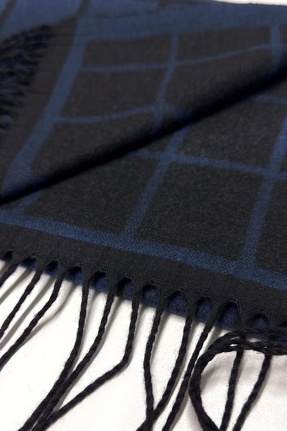 Lacivert Ekose Desen Erkek Kaşkol K406