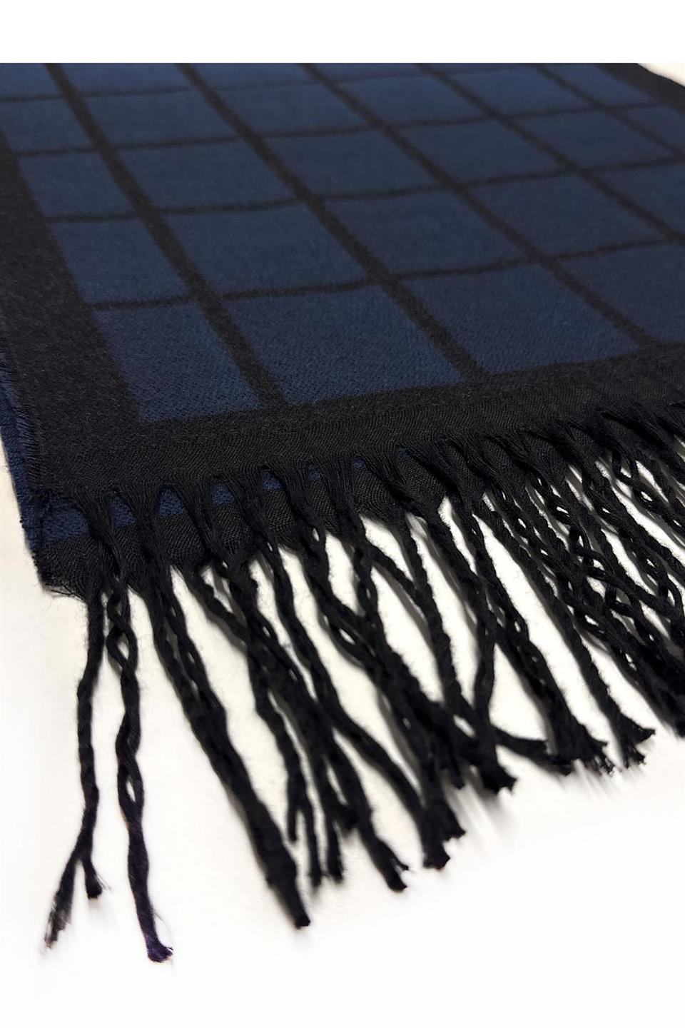 Lacivert Ekose Desen Erkek Kaşkol K406