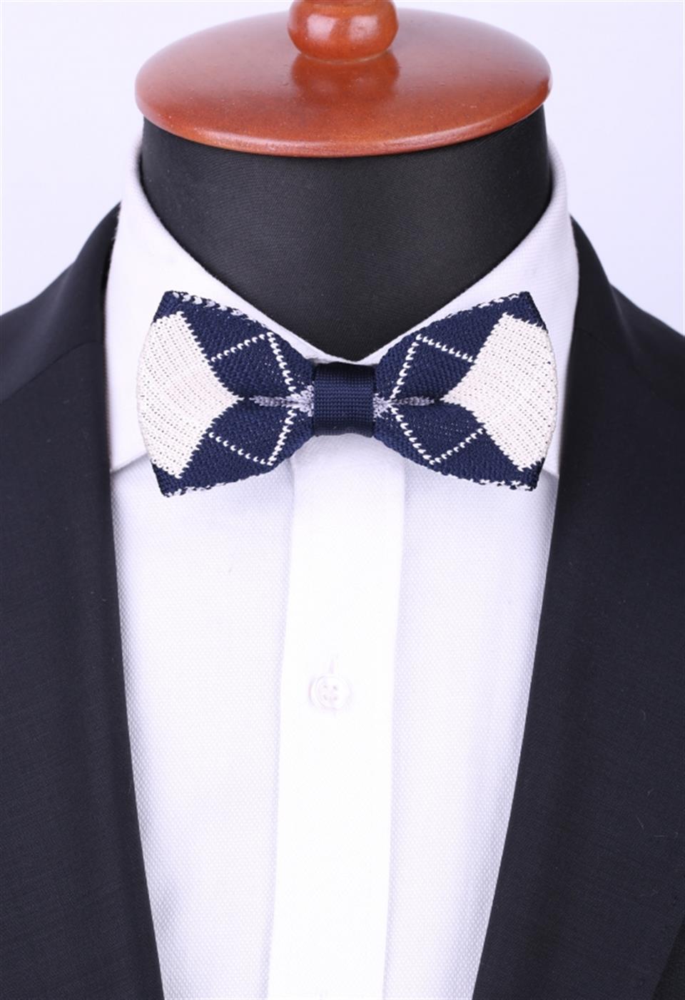 Lacivert Ekose Örgü Papyon ÖR38