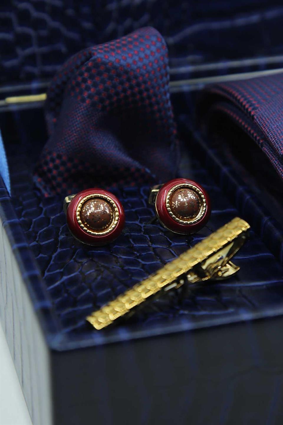 Lacivert Erkek Hediye Kutusu - Kravat Kol Düğmesi Kravat İğnesi KMK137