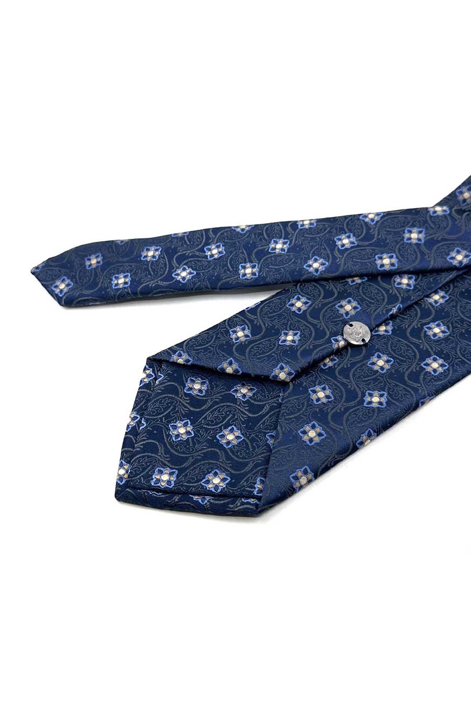 Lacivert Füme Motif Desen Mendilli Klasik Kravat KK13884