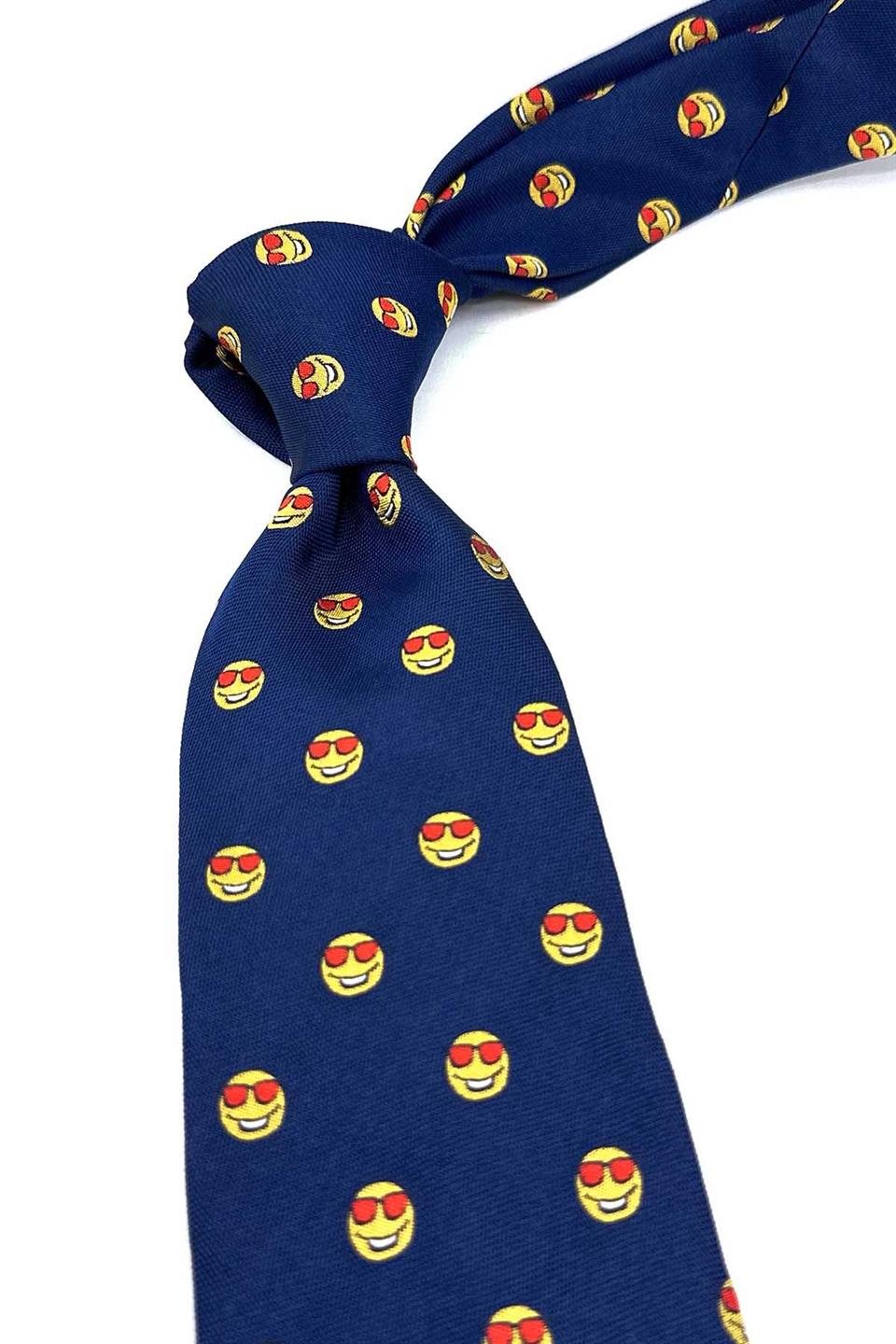 Lacivert Gülen Emoji İtalyan İpek Kravat İK1931