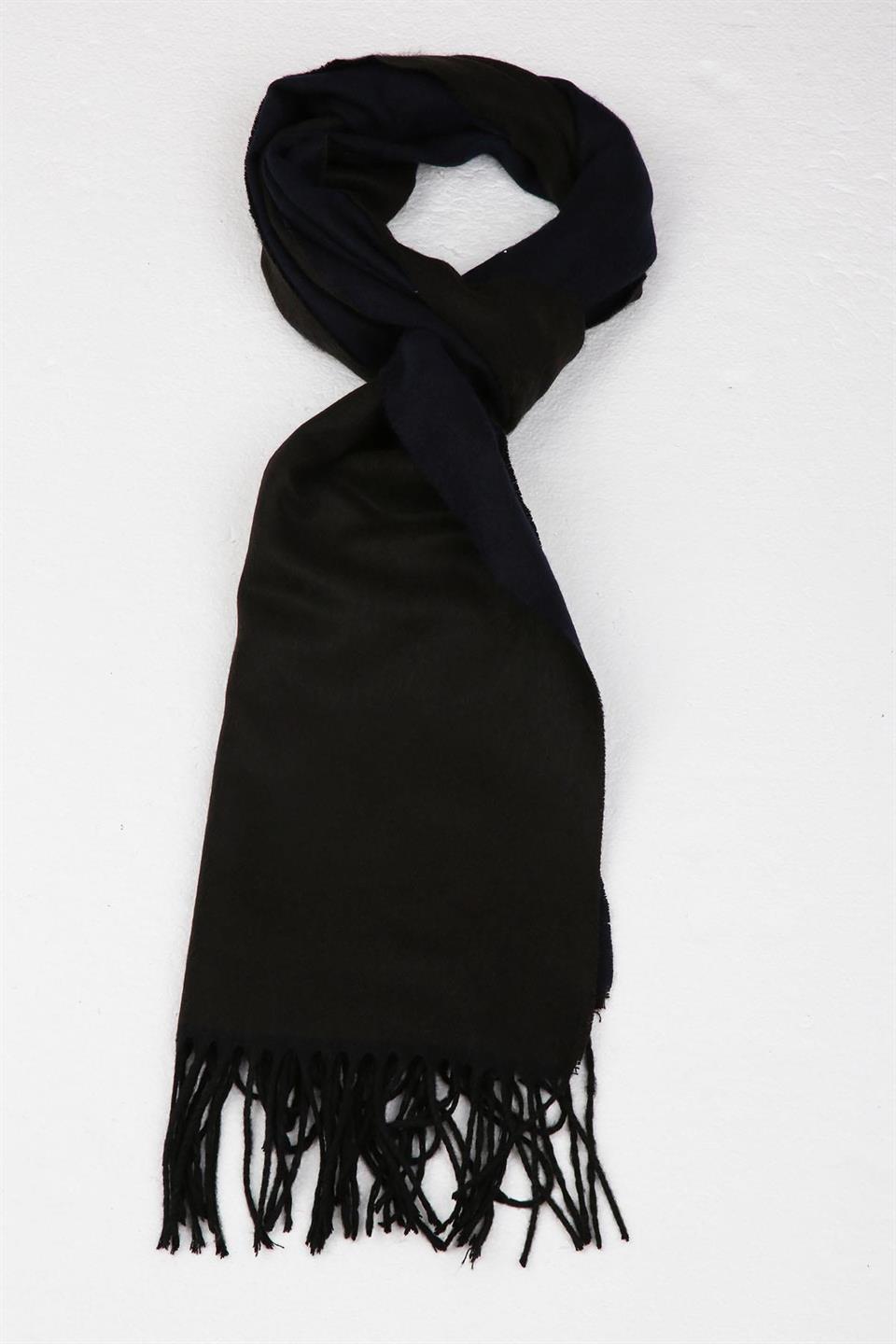 Lacivert - Kahve Çift Taraflı Erkek Kaşkol K135