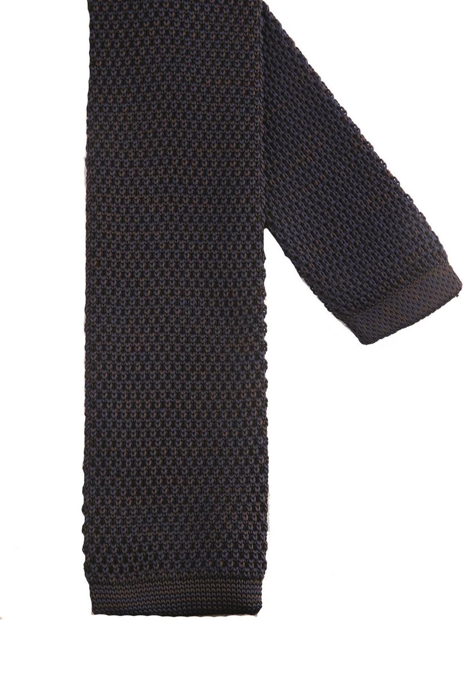 Lacivert - Kahve Düz Örgü Kravat 8236