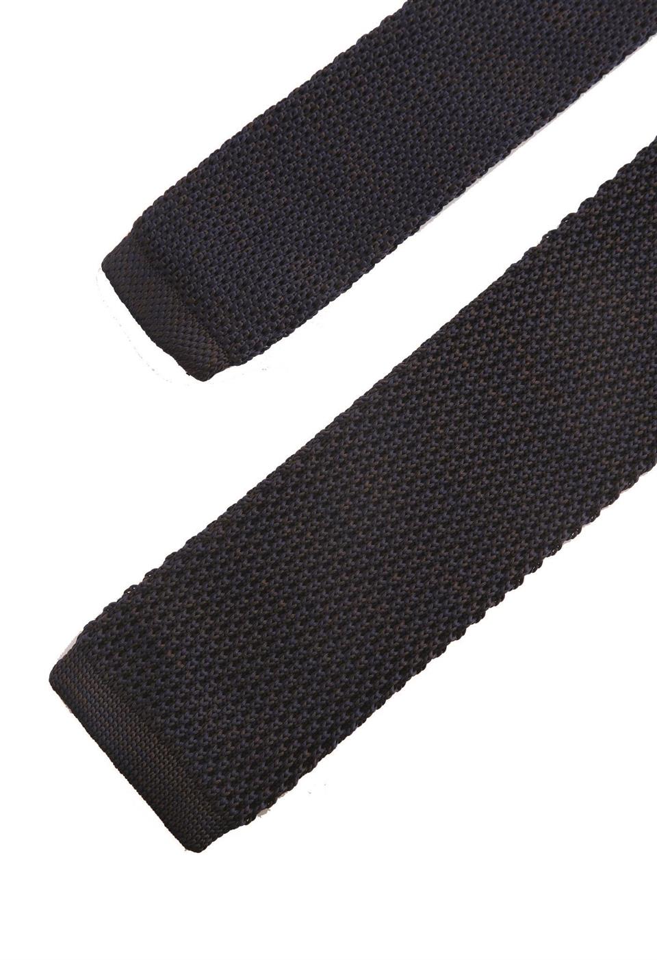 Lacivert - Kahve Düz Örgü Kravat 8236